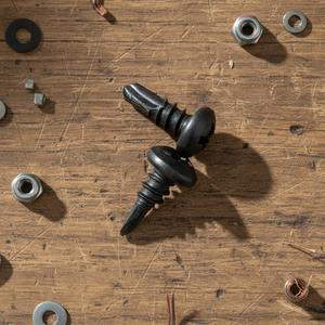 Vis autoperceuse SDS à tête cylindrique en acier au carbone revêtu noir avec rondelle, entraînement Phillips, filetage grossier, grade 4.8/6.8, marque PDC - Product Image 1