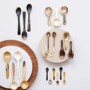 SOMETIMES Unique Animal Style Flatware Polished Natural Ox Buffalo Horn Spoon Unique Design for Restaurant <b>Tabletop</b> Decoration - Product Image 1