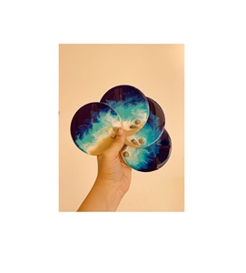 Sous-verre unique de luxe en résine de 5 mm avec surface résistante à la chaleur, fait à la main, design moderne et contemporain, décoration d'intérieur - Product Image 3