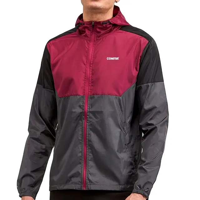 Top Popular OutdoorJacket Color Matching Rain Jacket Breathable Mens Wind Breaker Jacket Hooded