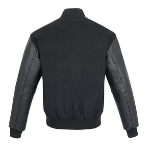 Custom Logo Canvas Leather Sleeves Custom Logo Canvas Embroidery Black College Baseball Men's Letterman Varsity Casual Autumn - Product Image 2
