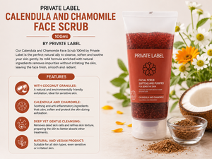 Gommage Visage à la Calendula et à la Camomille Marque Privée 100ml OEM |   Nettoyant exfoliant pour le visage naturel et végétalien |   Espagne UE - Product Image 2