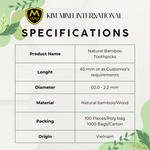 Palillos de Dientes de Bambú Natural de Alta Calidad Originarios de Vietnam - Product Image 3