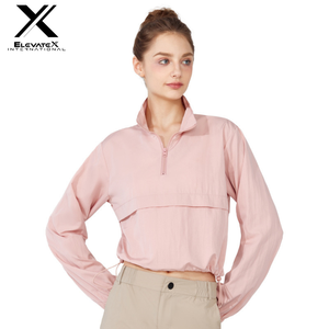 Fitness Sudadera de cuello alto Mujer corta con capucha cálida correr manga larga deportes media cremallera pulóver sudadera para mujer - Product Image 4