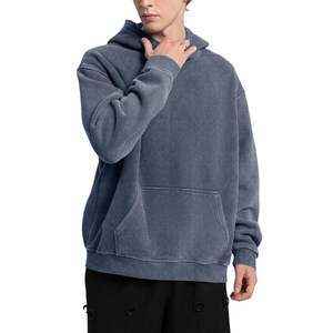 Streetwear conception personnalisée en détresse broderie Patch Logo sweats à capuche surdimensionnés pour hommes français éponge strass unisexe Baggy sweats à capuche - Product Image 4
