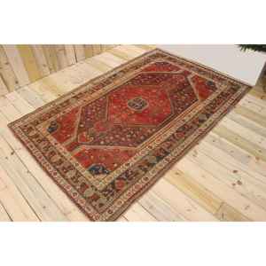 Alfombra Turca Vintage, Alfombra de 4.9x7.7 pies, Alfombra Abstracta Roja y Azul - Product Image 1