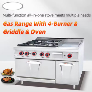 Estufa Comercial a <span class=keywords><strong>Gas</strong></span> con Horno, 4 Quemadores y <span class=keywords><strong>Plancha</strong></span> para <span class=keywords><strong>Cocina</strong></span> de Restaurante - Product Image 3
