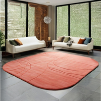 Tapis d'intérieur moderne en laine tuftée fait main, motif abstrait corail pêche |   Tapis antidérapant haute qualité, à poils ras, adapté aux animaux domestiques, 1 pièce pour salon