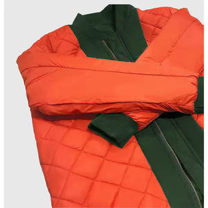 Chaqueta Bomber Acolchada para Hombre, Naranja y Verde, Cuello Alto, Cierre Completo, Resistente al Viento, Ropa de Invierno Informal, Relleno de Poliéster - Product Image 6