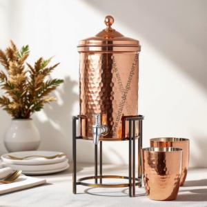 Premium Hammered Copper Beverage <b>Dispenser</b> with Metal Stand Elegant Drink Server <b>for</b> <b>Home</b>, Events, and Special Occasions - Product Image 2
