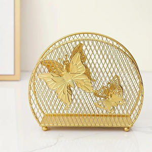 Porte-serviettes en métal doré au design unique et attrayant Porte-papier Porte-mouchoirs en papier Taille personnalisée Décoration de table - Product Image 3