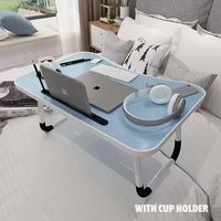 Table Multi-Usages pour Ordinateur Portable avec Support Intégré, Porte-Gobelet, Table d'Étude et de Lit Pliable et Portable