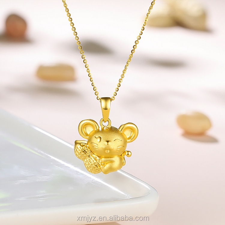 Collier Vintage Pendentif Souris (Mouse) Avec Chaîne Métal Doré - État Correct