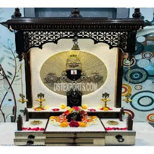 Design alla moda del tempio indù per la casa Designer polacco nero Teak tempio in legno ultimo Teak in legno intagliato a mano tempio
