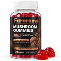Complément alimentaire en gommes aux champignons 10 en 1 OEM, saveur framboise naturelle, 90 unités