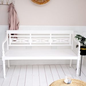 Banco de Patio de Madera de Teca Sólida Bitsy, Banco de Jardín para Exteriores con Acabado Pintado en Blanco - Product Image 2