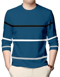 Wholesale OEM Customized Color <b>Striped</b> Knitted Eco-Friendly Breathable Quick Dry Casual Men's Full Arm <b>Long</b> <b>Sleeve</b> <b>T</b>-<b>Shirt</b> - Product Image 4