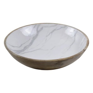 ชามไม้เคลือบสีขาวสำหรับเสิร์ฟพร้อมอุปกรณ์ตกแต่งขนาดกลางทำด้วยมือสติกเกอร์ดีไซน์ทันสมัย - Product Image 1