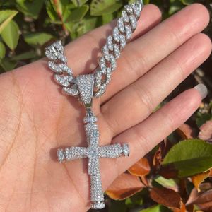 Collar con Colgante de Cruz de Diamantes Cultivados en Laboratorio, Plata de Ley 925, Estilo Hip Hop de Lujo para Hombre - Product Image 5