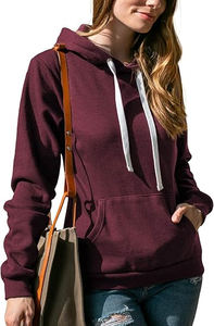 2023 ropa de otoño para mujer, suéter con capucha con logotipo personalizado para mujer, sudaderas informales con capucha de color sólido en blanco - Product Image 6