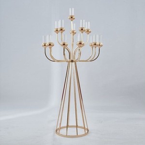 Porte-bougie en métal délavé Branches or vente populaire de Table de mariage centres de Table en métal doré vente en gros de noël - Product Image 4