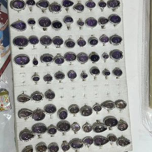 Meilleures ventes Bague de mariage en argent sterling 925 avec une belle améthyste naturelle Forme unique Bague en moissanite - Product Image 1