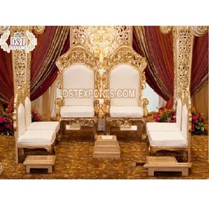 Sillas de diseño moderno Golden Vidhi Mandap para ceremonias de matrimonio hindú Configuración de decoraciones de boda - Product Image 1