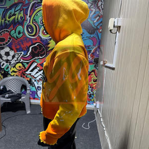 GGsport Hombres 450 GSM Sudadera con capucha con cremallera de gran tamaño Sun-Faded Sudadera con capucha de algodón desgastado con logotipos impresos Boxy Crop Fit Hoodies - Product Image 2