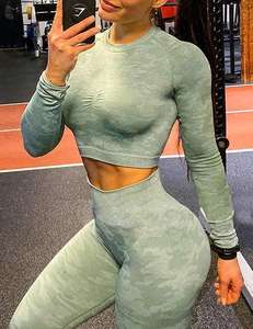 Soutien-gorge de sport haut pour femme Logo personnalisé Ensemble de gymnastique 2 pièces respirant Fermeture à cordon écologique pour Yoga Fitness Running Gym Use - Product Image 2