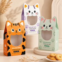 Boîte cadeau décorative haut de gamme en forme de chat pour biscuits, en matériaux recyclés, emballage portable en papier pour animaux, idéale pour le Noël