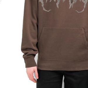 Sweat à capuche épais en éponge pour hommes, polaire de poids lourd surdimensionné avec impression de strass, style hiver de qualité supérieure - Product Image 3