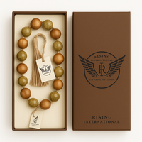 Tasbih de luxe avec perles en bois d'olivier et imitation jade, Misbaha islamique haut de gamme avec boîte cadeau pour hommes et femmes, cadeau du Ramadan