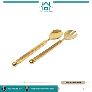 Vente exclusive à bas prix de qualité supérieure Vaisselle de couverts à l'or salubre pour les aliments Ensemble de couverts à salade en acier inoxydable durable d'Inde - Product Image 2