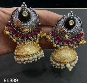 Vintage bohemio elegante moda ligero alemán plata Jhumka pendiente joyería para regalar uso disponible a precio razonable - Product Image 1