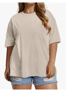 Camiseta de Cuello Redondo de Manga Corta para Mujer, Talla Grande, Personalizable con Logotipo, Fábrica de Bangladesh, Venta al por Mayor, Nueva Llegada, Tops Casuales de Algodón - Product Image 4
