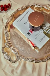 ถาดเสิร์ฟทองเหลืองเคลือบเงาทำด้วยมือสำหรับเสิร์ฟเครื่องดื่มและอาหารว่างงานอินเดีย - Product Image 3