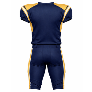 ชุดยูนิฟอร์มอเมริกันฟุตบอลสีกรมท่าและสีทองแบบกำหนดเอง พร้อมแผงไหล่ตัดสี  เสื้อเจอร์ซีย์พร้อมกางเกงบุฟองน้ำลายทางสองด้าน - Product Image 2