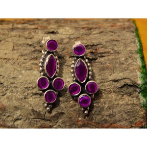 ต่างหูเพชรทับทิมเงินสเตอร์ลิง925หรูหราเครื่องประดับงานแต่งงานที่มีน้ำหนักเบา - Product Image 1