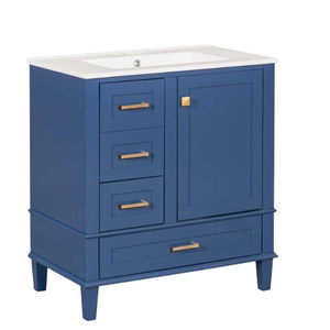Bathroom <b>Vanity</b> <b>Table</b>, Bathroom Cabinet with Washbasin, Combination with Custom Size Closed Door, Blue Color - Product Image 2