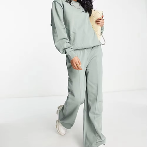 Nuevo diseño de chándal de algodón con capucha, ajuste holgado, manga larga, ropa informal, transpirable, secado rápido, Color sólido, cuello redondo, manga larga - Product Image 4