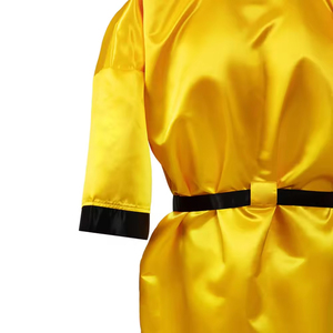 Venta al por mayor de fábrica, bata y pantalones cortos de boxeo mundial de peso pesado para hombres, ropa de artes marciales de Karate MMA amarilla, bata de boxeo para adultos - Product Image 4