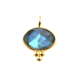 Pendentif en pierre précieuse émeraude marquise serti en bélière, argent sterling 925 plaqué or, 6x9 mm, unisexe, pour la fabrication de bijoux - Product Image 3