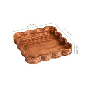 Plateau de service carré moderne en bois d'acacia fait main, 26x26cm, pour la vaisselle et la décoration de table de fête - Product Image 3