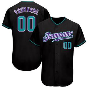 Jersey de béisbol auténtico negro-morado personalizado para la industria de ropa deportiva al por mayor - Product Image 1
