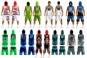 Conjunto de Uniforme de Baloncesto Sublimado Personalizado, Camiseta con Capucha, Pantalones Cortos, Secado Rápido, Absorción de Humedad, Ropa Deportiva Unisex para Adultos - Product Image 6