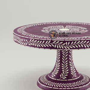 Soporte/Pedestal de Lujo para Tartas con Incrustaciones de Hueso Morado, Hecho a Mano, Ecológico, Artístico y Floral, para un Servicio con Estilo - Product Image 5