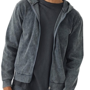 Sweats à capuche élégants à coupe ample avec fermeture à glissière unisexe GSM High Street Style délavé pour sweats à capuche OEM disponibles - Product Image 1