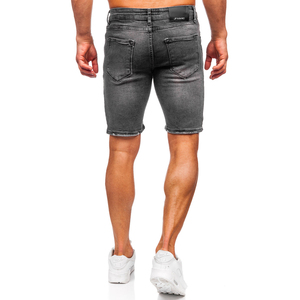 Mens Cổ Điển Quần Short Denim Mùa Hè Giản Dị Thời Trang Phố Đầu Gối Chiều Dài Chất Lượng Cao Cotton Với Tùy Chỉnh Xương Biểu Tượng Vá - Product Image 4