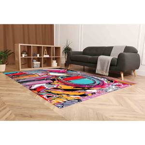 Alfombra Colorida con Diseño Abstracto de Grafiti: Alfombra Moderna con un Toque Artístico, Alfombra Suave con Pelo Largo - Product Image 2