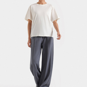 New Trending Canvas Regular Fit Autumn Flare <b>Trousers</b> for Women / OEM Breathable Lightweight Flat Women's Comfortable <b>Trousers</b> - Product Image 1